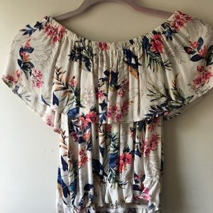 Off the Shoulder Floral Shirt